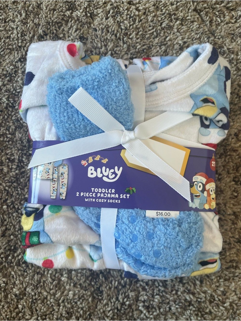 Disney Bluey 2-piece Set & Cozy Socks - Christmas - Blue - Red - White
